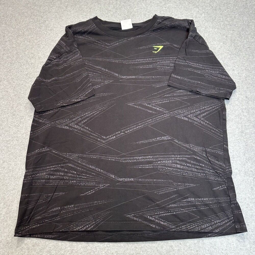 Gymshark Shirt Adult Large Black Short Sleeve Spellout Graphic Tee Fitness Mens